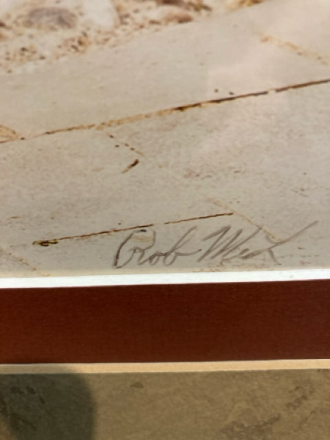 Signed Tan/Brown Bicycle Framed Art
