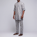 Silver Grey All-Over Embroidered Senator Suit