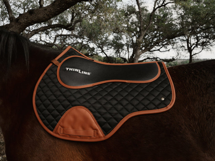 Sixteen Cypress X ThinLine Close Contact Pad – Black & Cognac - Equiluxe Tack