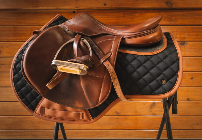 Sixteen Cypress X ThinLine Close Contact Pad – Black & Cognac - Equiluxe Tack