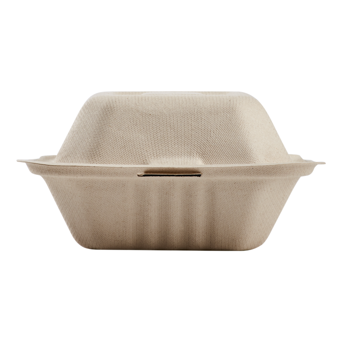 Small Biodegradable Takeout Boxes - Karat Earth 6''x6'' Compostable Bagasse Hinged Containers - 500 ct-To-Go Packaging-Karat-Restaurant Supply Drop