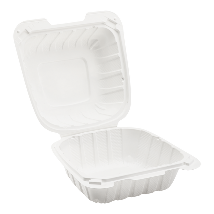 Small White Takeout Boxes - 6"x6" Mineral Filled Hinged Food Containers - Karat Earth - 400 ct-To-Go Packaging-Karat-Restaurant Supply Drop