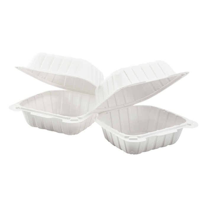 Small White Takeout Boxes - 6"x6" Mineral Filled Hinged Food Containers - Karat Earth - 400 ct-To-Go Packaging-Karat-Restaurant Supply Drop