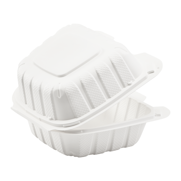 Small White Takeout Boxes - 6"x6" Mineral Filled Hinged Food Containers - Karat Earth - 400 ct-To-Go Packaging-Karat-Restaurant Supply Drop