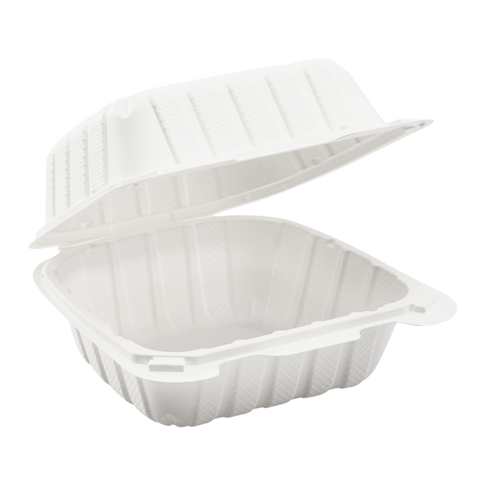 Small White Takeout Boxes - 6"x6" Mineral Filled Hinged Food Containers - Karat Earth - 400 ct-To-Go Packaging-Karat-Restaurant Supply Drop