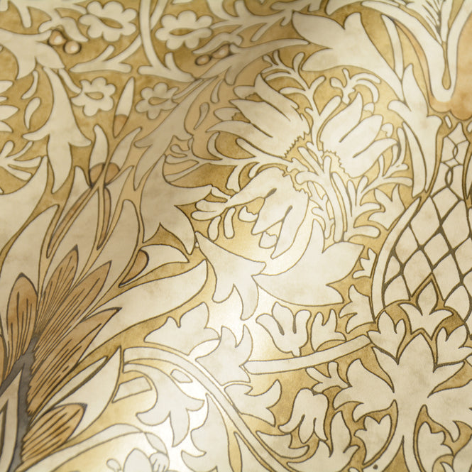 Snakeshead Wallpaper - Morris - Gold/Linen