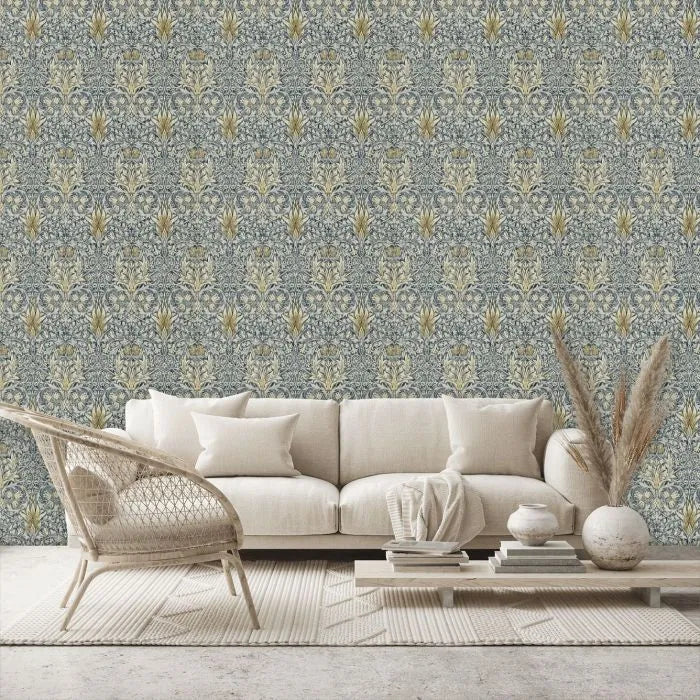 Snakeshead Wallpaper - Morris - Indigo/Cumin