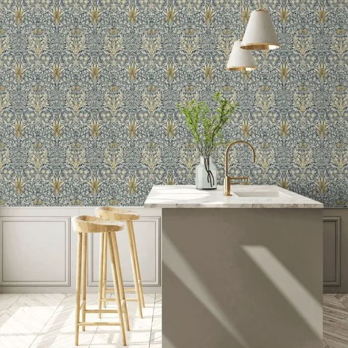 Snakeshead Wallpaper - Morris - Indigo/Cumin