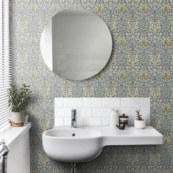 Snakeshead Wallpaper - Morris - Indigo/Cumin