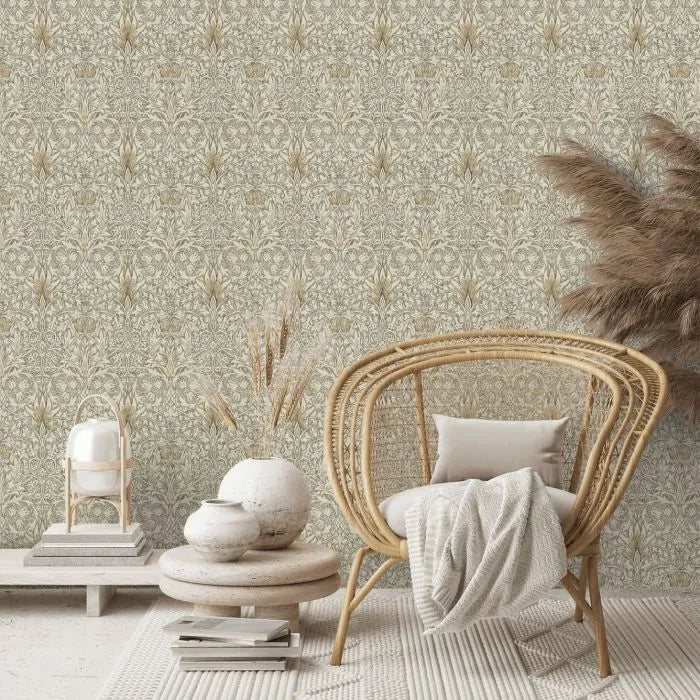 Snakeshead Wallpaper - Morris - Stone/Cream