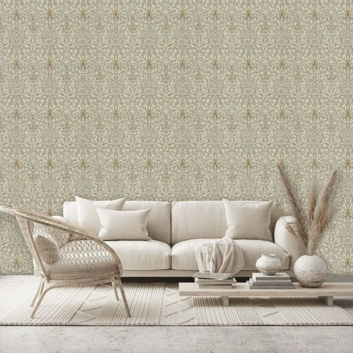 Snakeshead Wallpaper - Morris - Stone/Cream
