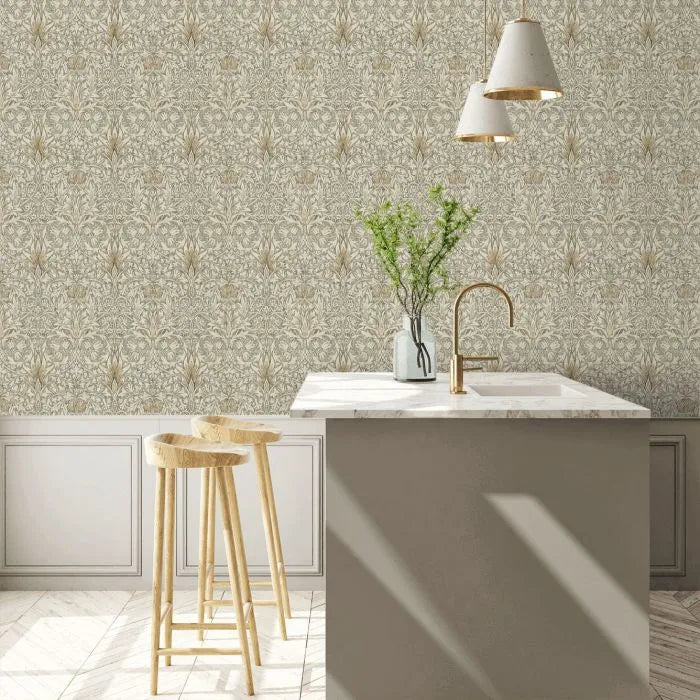 Snakeshead Wallpaper - Morris - Stone/Cream