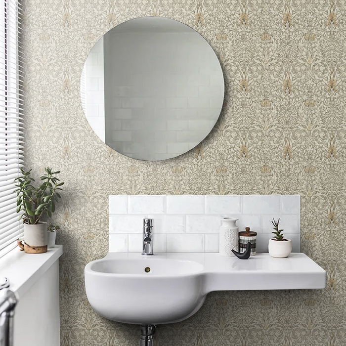 Snakeshead Wallpaper - Morris - Stone/Cream