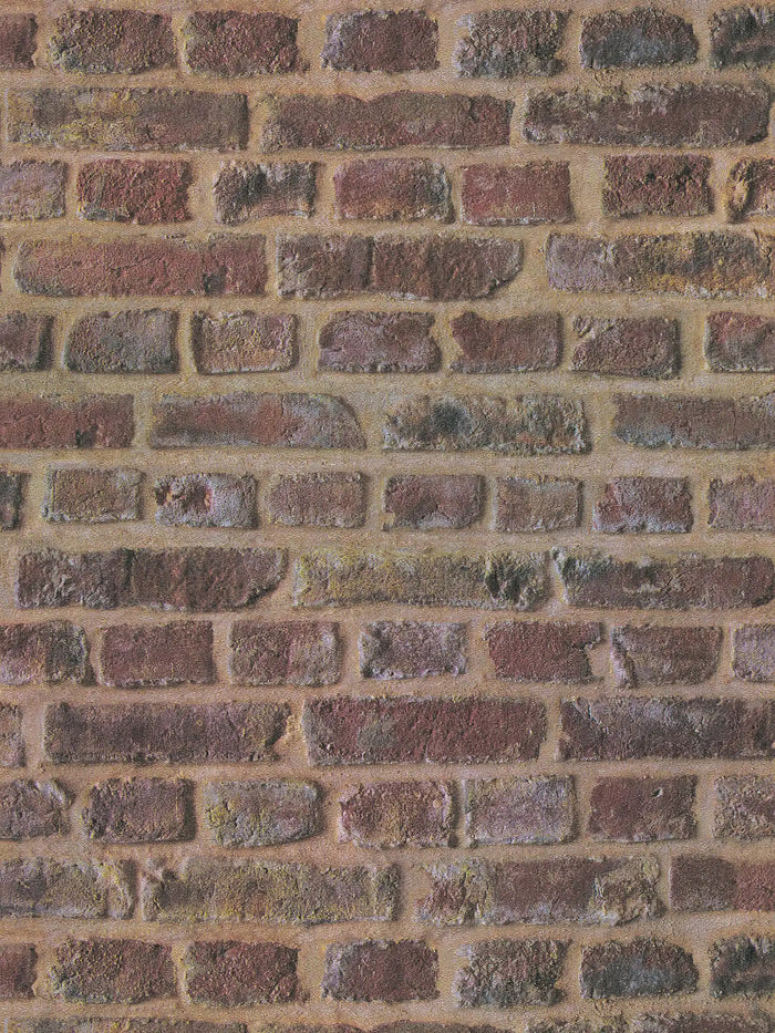 Soft Mortar Brick Vinyl Wallpaper - Rust