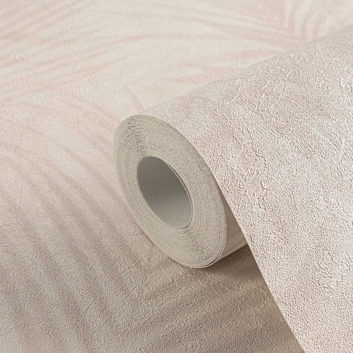 Soft Palm Leaf Vinyl Wallpaper - Cream