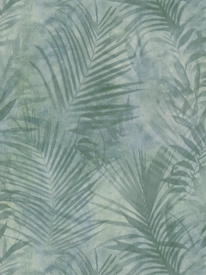 Soft Palm Leaf Vinyl Wallpaper - Green/Grey