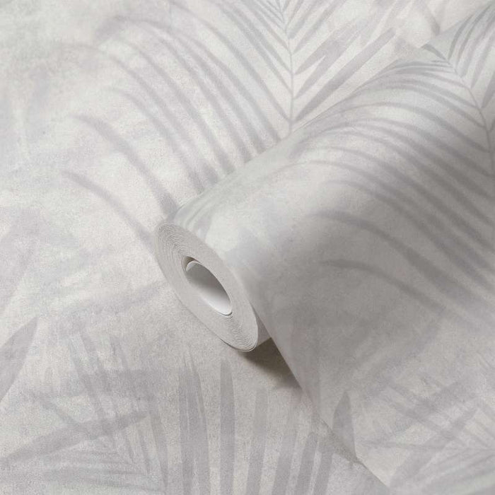 Soft Palm Leaf Vinyl Wallpaper - Grey