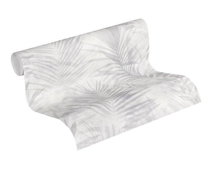 Soft Palm Leaf Vinyl Wallpaper - Grey