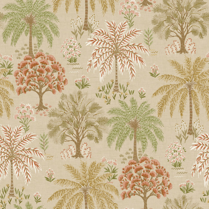 Solana – Tropical Palm Wallpaper – Coral/Beige