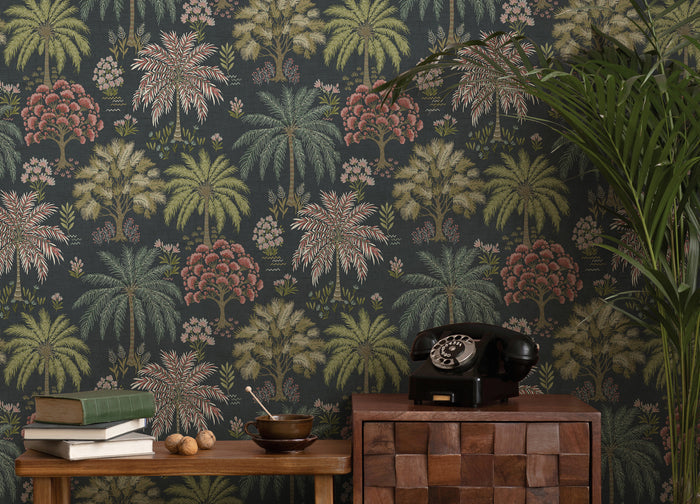 Solana – Tropical Palm Wallpaper – Navy