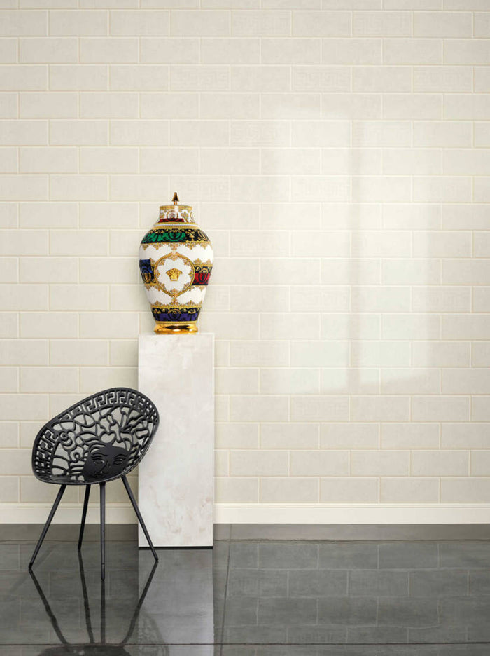 Versace  Solid Bricks Wallpaper - Off White - Discontinuing
