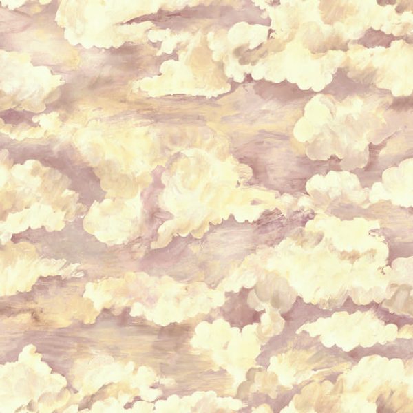 Coral sora tranquil cloud wallpaper with soft, painterly drifting clouds — flat pattern detail