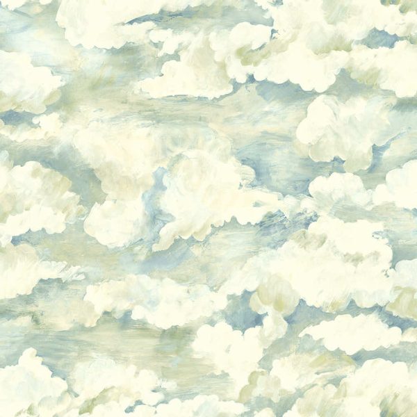Soft Aqua sora tranquil cloud wallpaper with soft, painterly drifting clouds — flat pattern detail