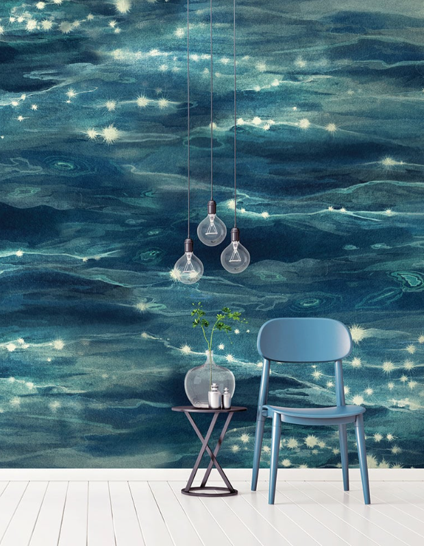 Sparkling Sea - Custom sized wallpaper mural (per/m2)
