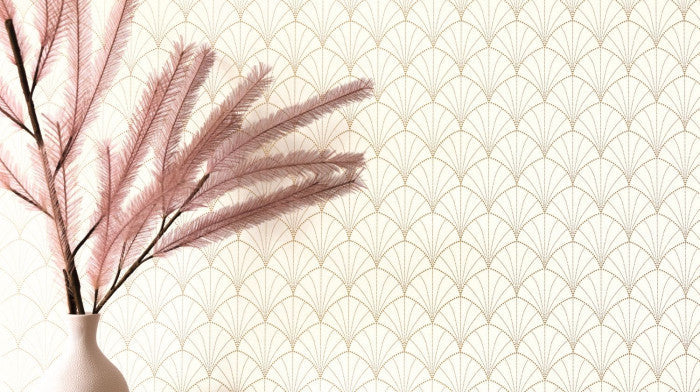 Stardust Art Deco Wallpaper - White Gold
