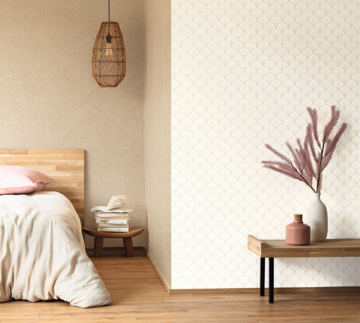 Stardust Art Deco Wallpaper - White Gold