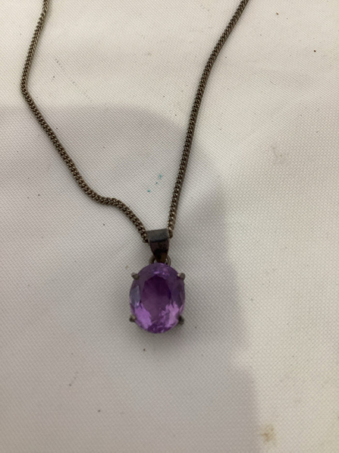 Sterling Silver Purple Amethyst Necklace