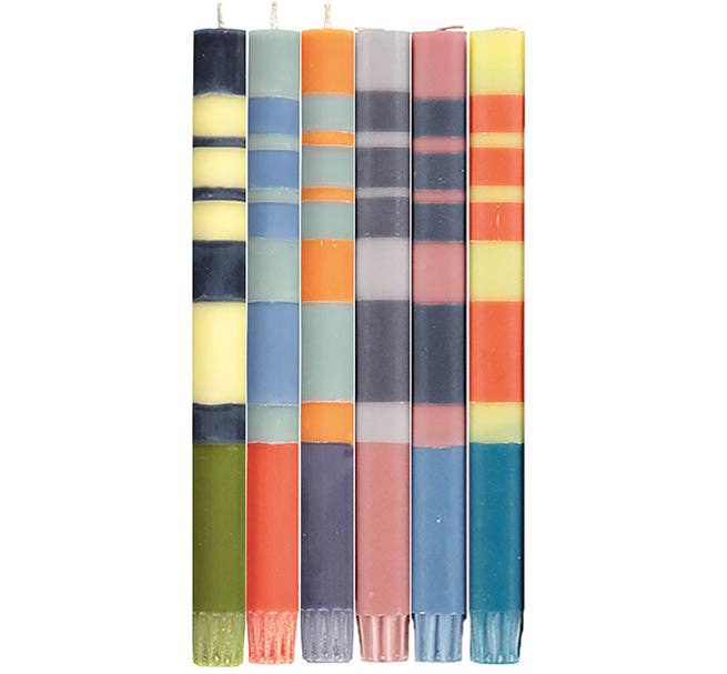 STRIPED Mixed Pack of all 3 Stripes Eco Dinner Candles 10" - Gift Box of 6