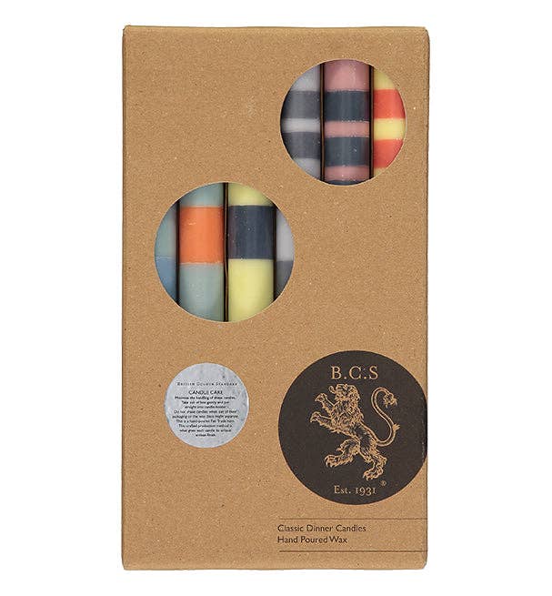 STRIPED Mixed Pack of all 3 Stripes Eco Dinner Candles 10" - Gift Box of 6