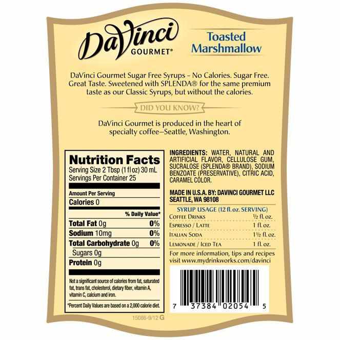 Sugar Free Toasted Marshmallow DaVinci Syrup Bottle - 750mL-Syrups-DaVinci Gourmet-Restaurant Supply Drop