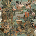Sunset Carnival – Seaside Scene Wallpaper – Aqua/Coral