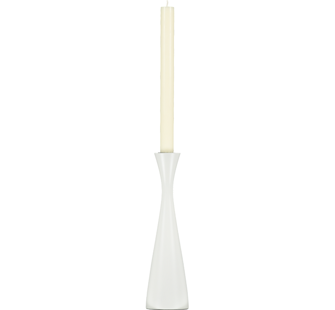 Tall Pearl White Wooden Candleholder - 9.8"