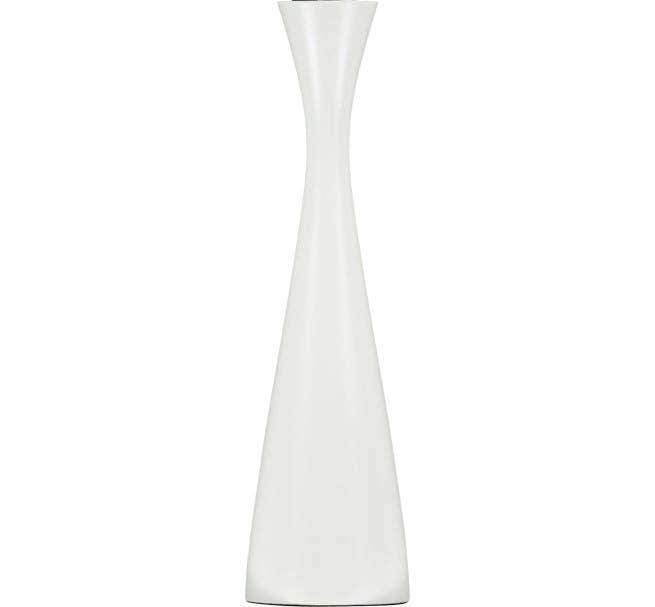 Tall Pearl White Wooden Candleholder - 9.8"