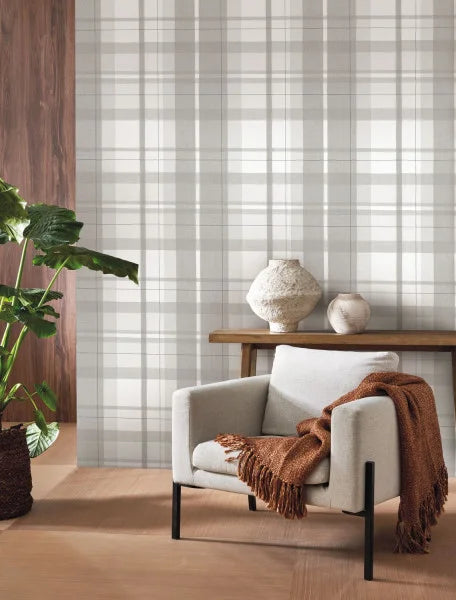 Tartan Touch Wallpaper - Gris Duvet