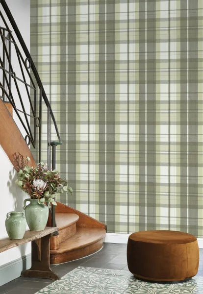 Tartan Touch Wallpaper - Vert Amande
