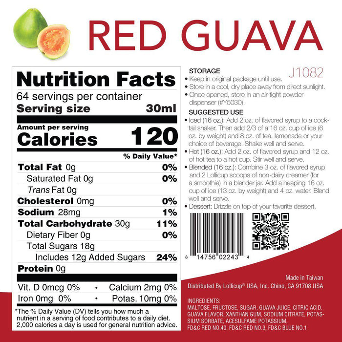 Tea Zone Red Guava Syrup Bottle - 64 oz-Syrups-Tea Zone-Restaurant Supply Drop