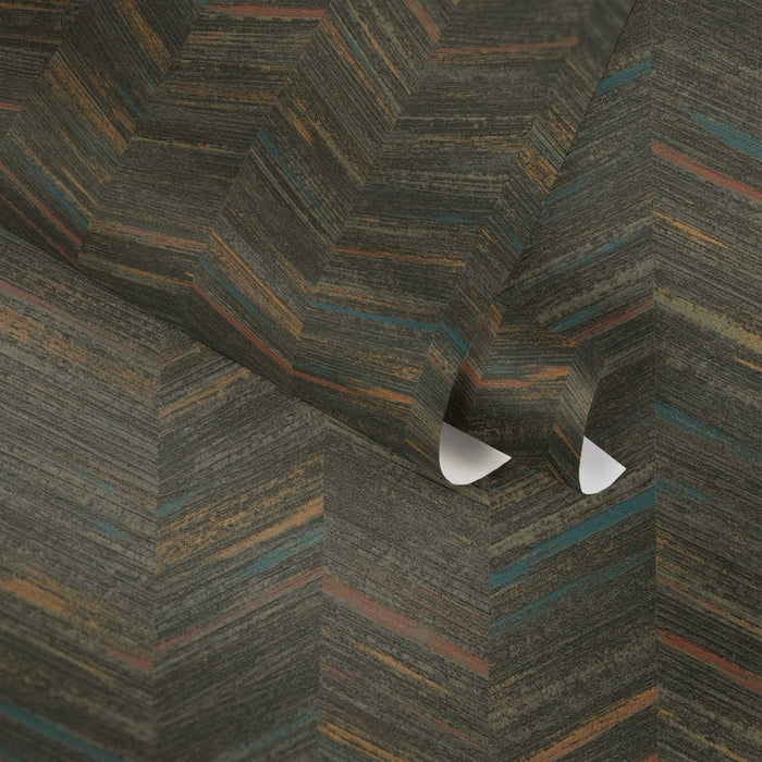 Textured Herringbone Wallpaper - Shade of Blue - Last 18 Rolls