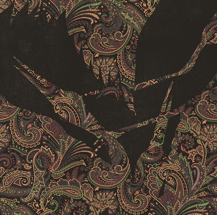 The Swoop Heron Hybrid Mural Wallpaper - Black