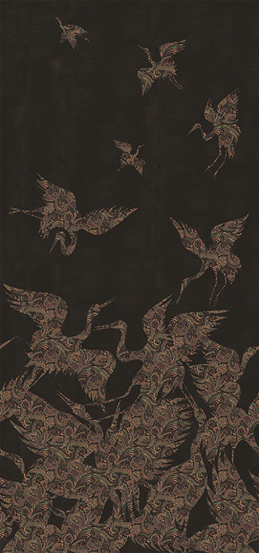 The Swoop Heron Hybrid Mural Wallpaper - Black