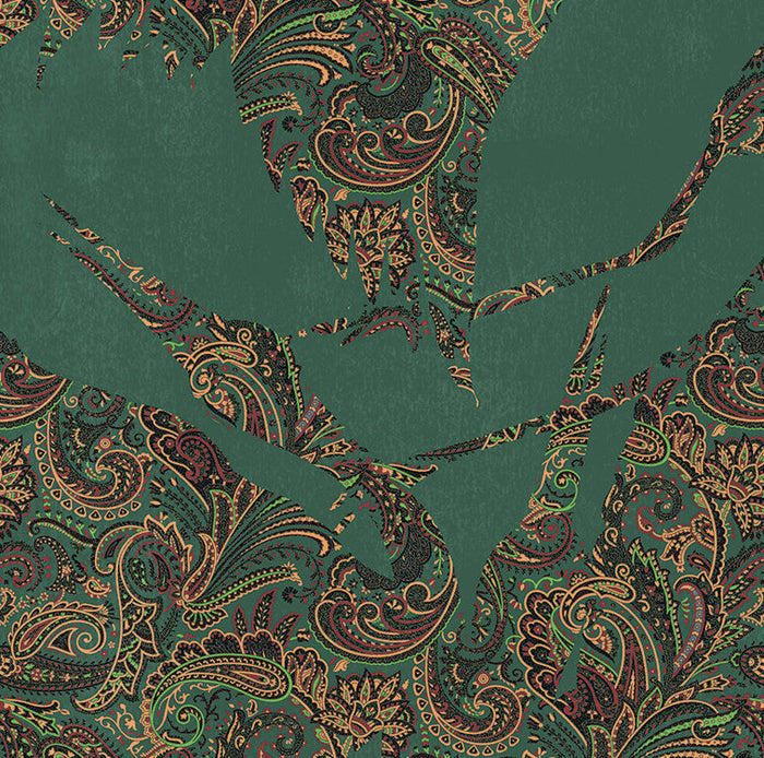The Swoop Heron Hybrid Mural Wallpaper - Green