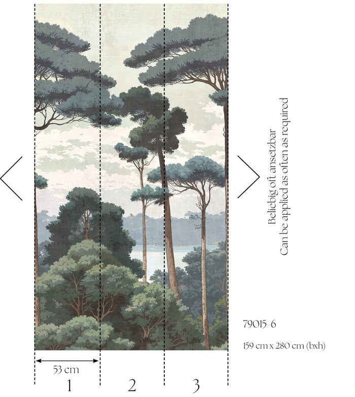 The Wall 4 - Hybrid Wallpaper Mural - Hot Spots - Blue Forest