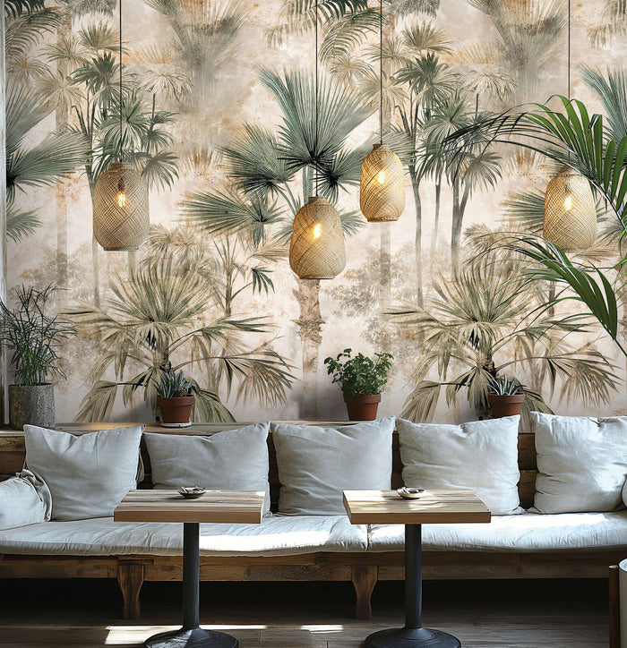 The Wall 4 - Hybrid Wallpaper Mural - Hot Spots - Misty Palms