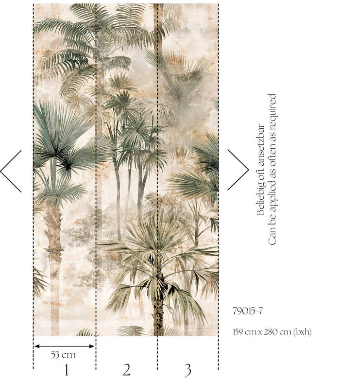 The Wall 4 - Hybrid Wallpaper Mural - Hot Spots - Misty Palms