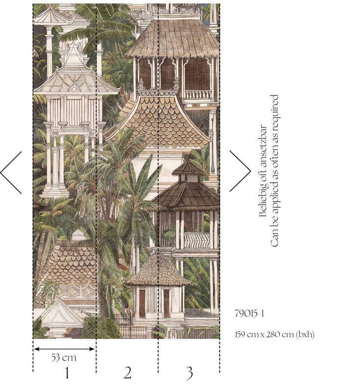 The Wall 4 - Hybrid Wallpaper Mural - Hot Spots - Pagoda