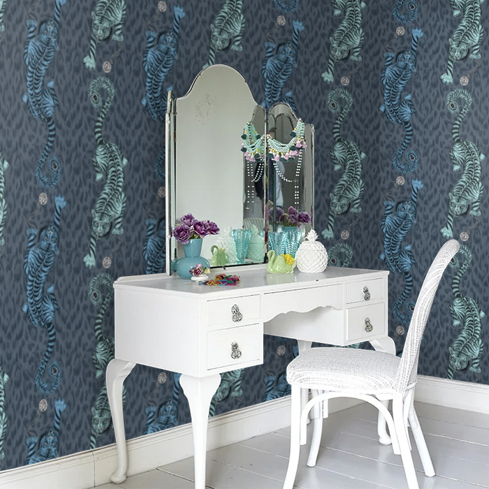 Tigris Wallpaper - Navy