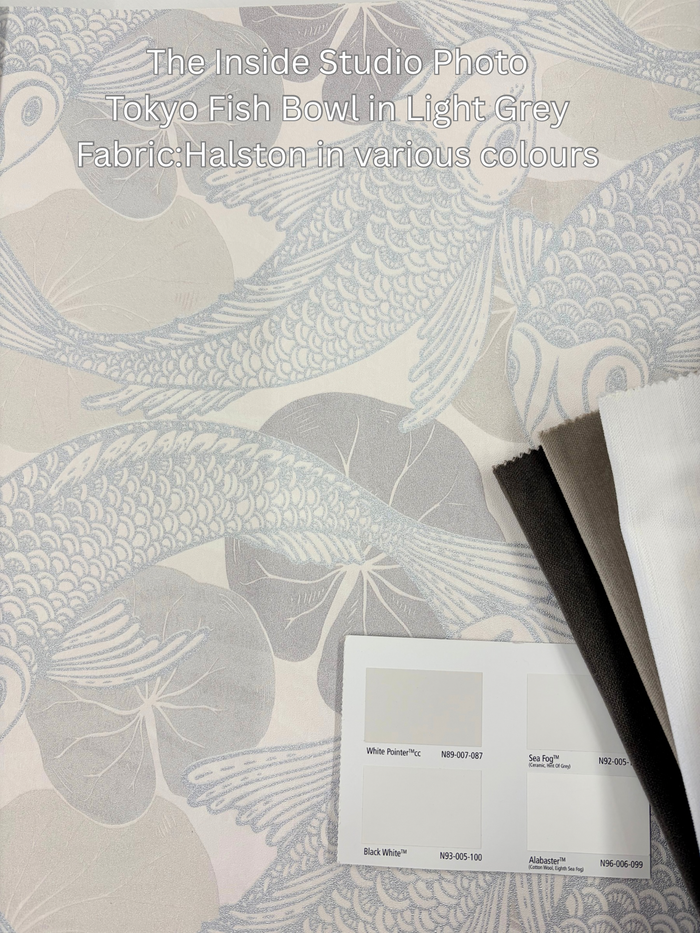 Tokyo Fish Bowl Vinyl Wallpaper - Light Grey - Discontinuing